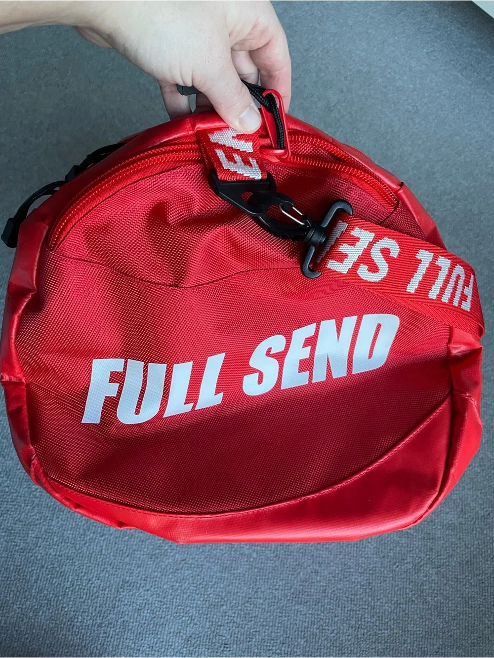 Full Send Nelk Boys Gym Duffel Travel Bag, 60 L, Cherry Red